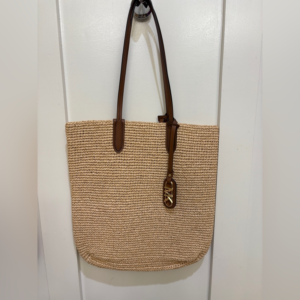 Michael Kors Eliza Raffia Brown Tote
